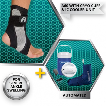 Aircast A60 Ankle Brace with Cryo/Cuff and Automatic IC Cooler Unit Recovery Kit